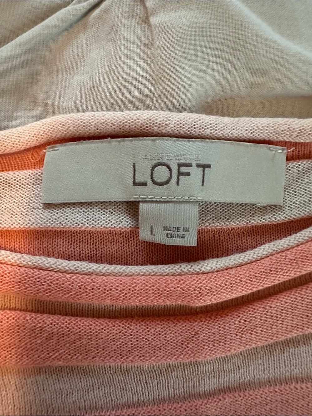 LOFT Peach and Cream Striped Knit Tee - Picture 2 of 5